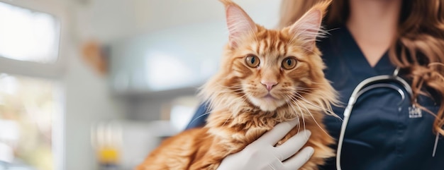 El gato es examinado por un veterinario en el hospital