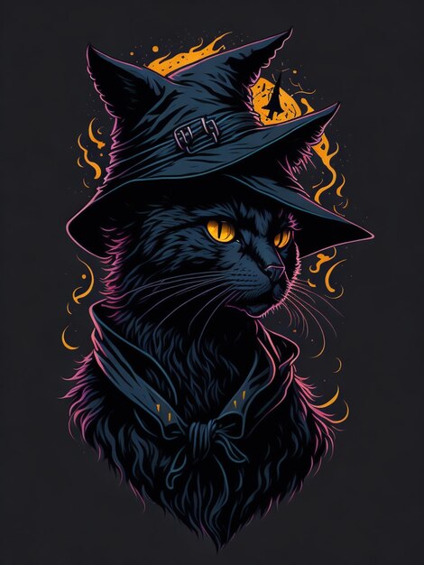 El gato es el vector de Halloween negro.