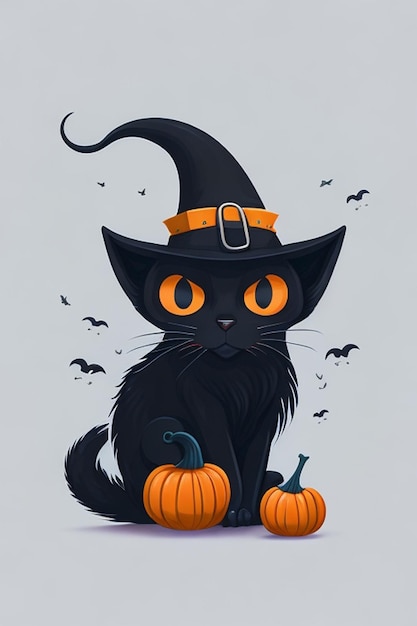 El gato es el vector de Halloween negro.