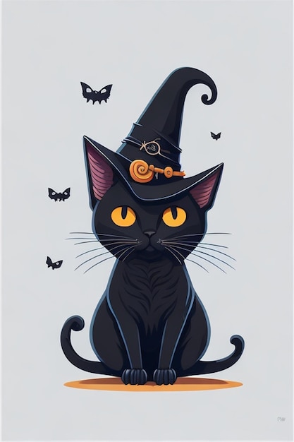 El gato es el vector de Halloween negro.