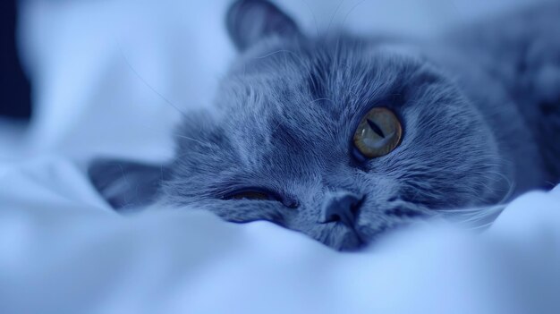 Foto el gato escocés inteligente está abierto.