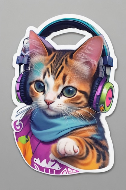 gato escuchando música Generative Ai