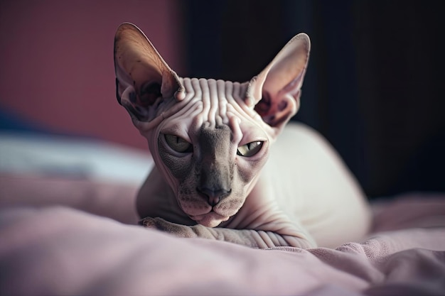 Foto gato esfinge exótico posando con un aire de confianza