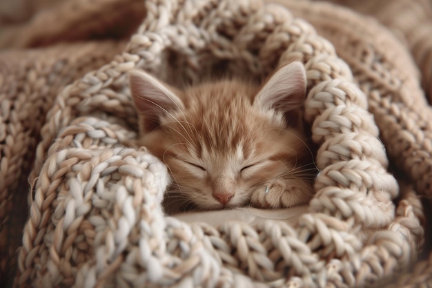 Un gato está durmiendo en una manta.