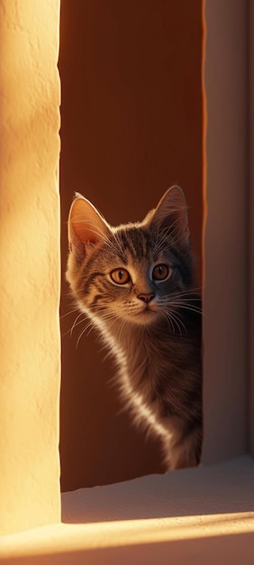 un gato está mirando por una ventana