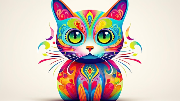 Foto gato en el estilo de dibujos animados coloridos