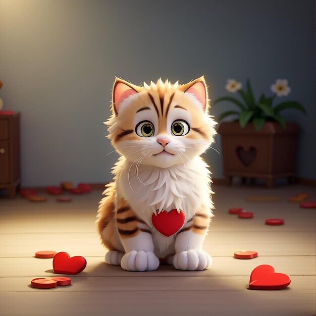 Foto un gato con una etiqueta en forma de corazón que dice el corazón