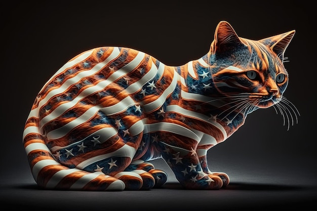 Gato eua bandeira forma ilustração generativa ai