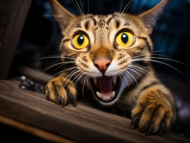 Foto gato con una expresión peculiar