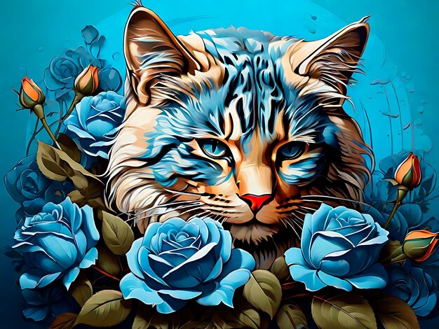 Gato con flores