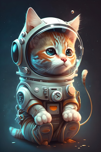 gato fofo astronauta