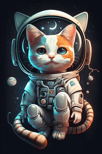 gato fofo astronauta