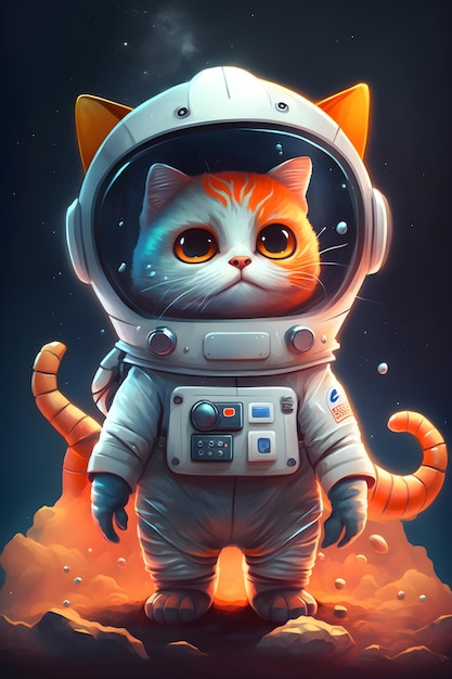 gato fofo astronauta