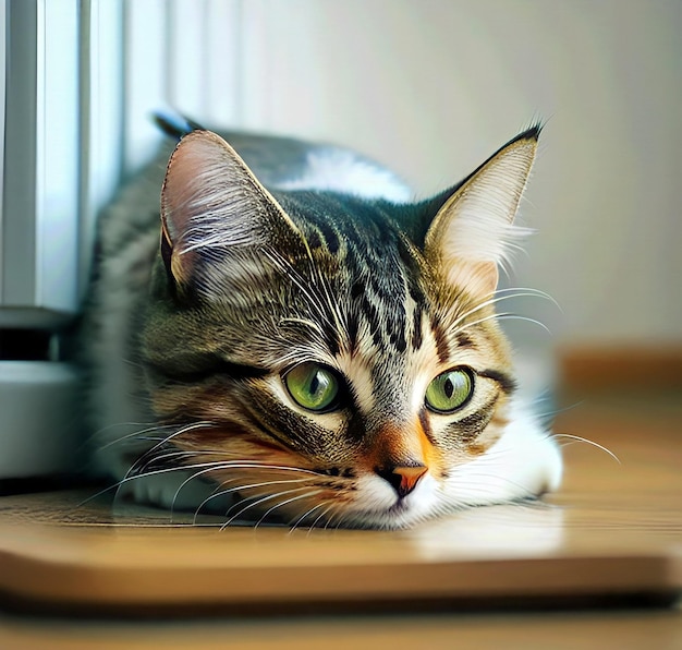 Gato en la fotografía de la casa en la casa.