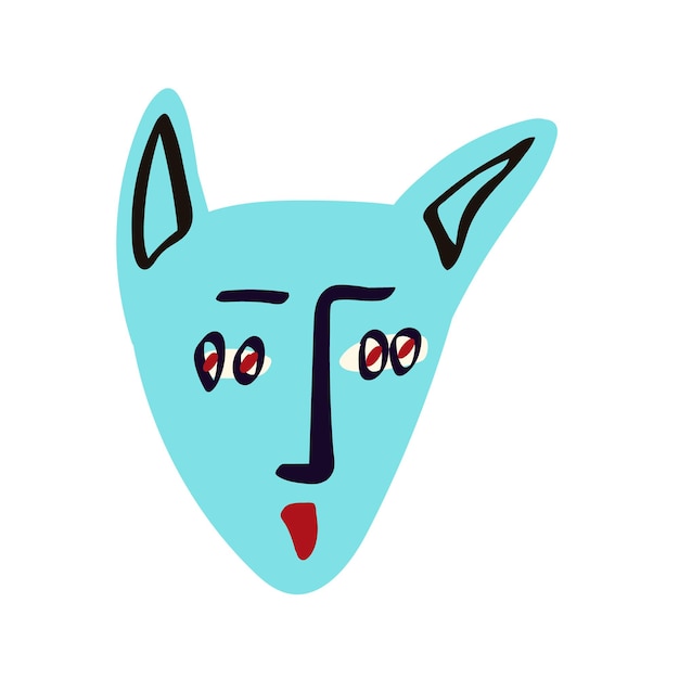 Gato funky con una cara encantadora Cara de gato cómico extraño Tarjeta de San Valentín extraña en estilo de dibujo moderno Ilustración vectorial