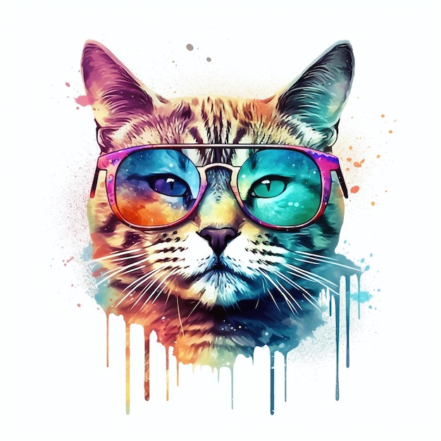 Gato con gafas de colores en la cara