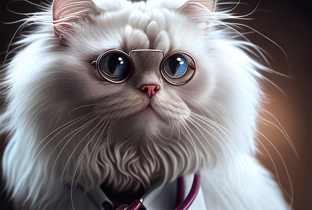 Un gato con gafas y corbata.