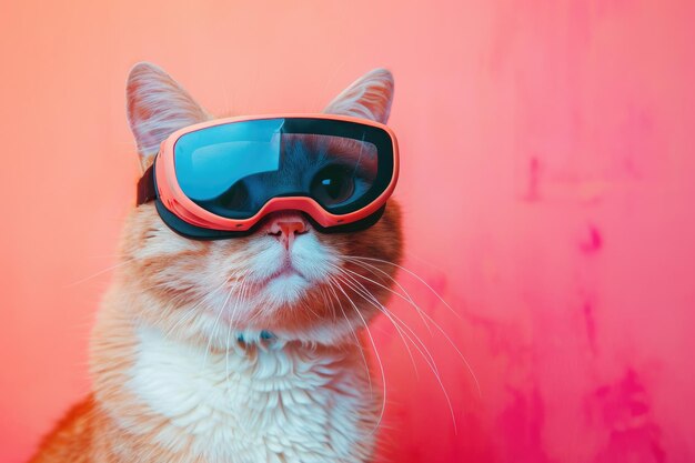 Un gato con gafas y mirando a la cámara por una imagen generada por AI