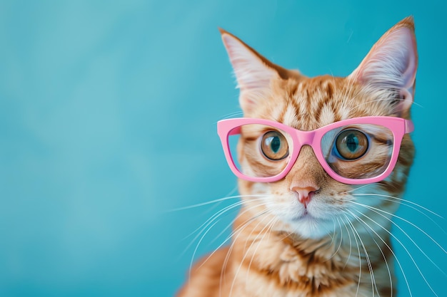 Foto gato con gafas rosadas generado por la ia