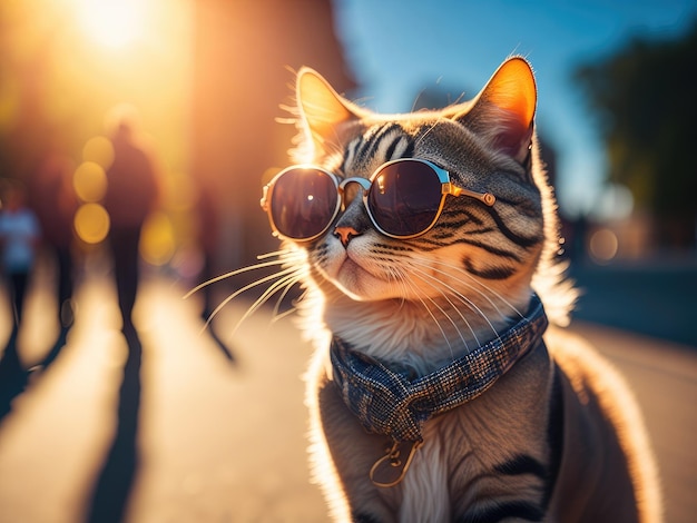 Un gato con gafas de sol ai generativo