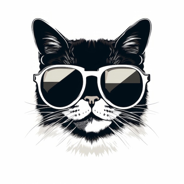 gato, con, gafas de sol, aislado, blanco, plano de fondo