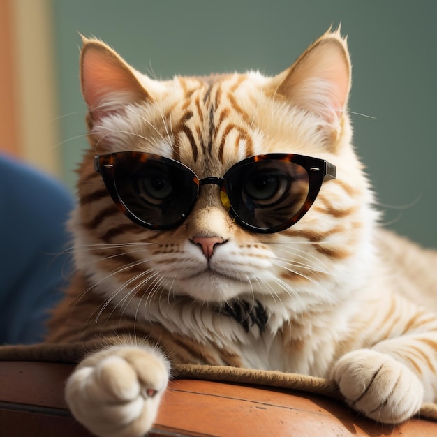 Un gato con gafas de sol clásicas de viajero