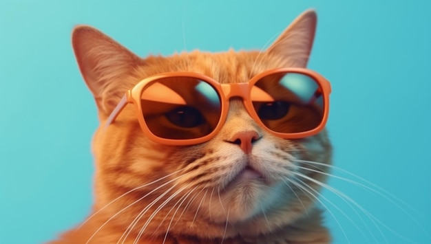 Un gato con gafas de sol mira a la cámara.