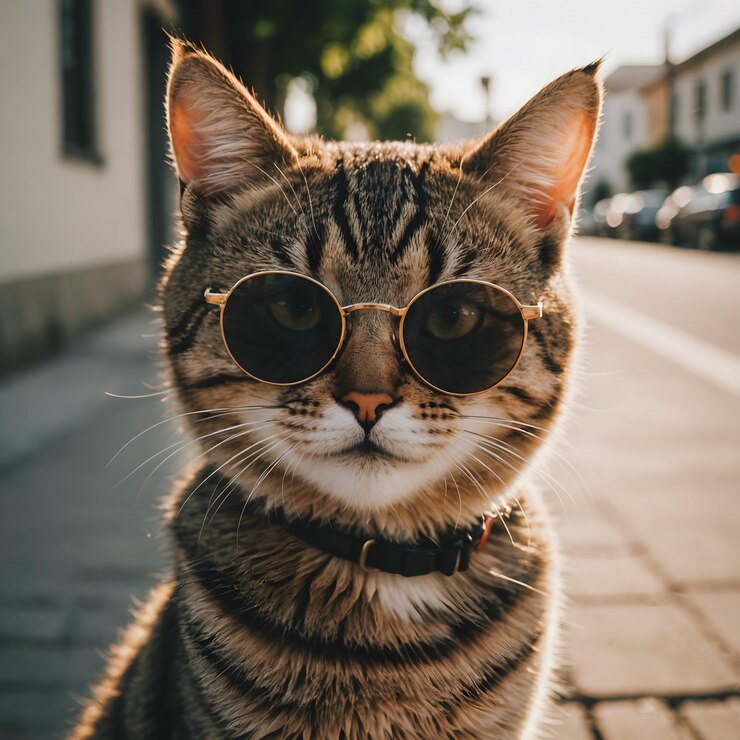 un gato con gafas de sol que dice cita de gato