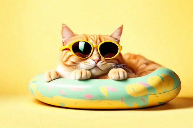 un gato con gafas de sol que dice gafas de protección