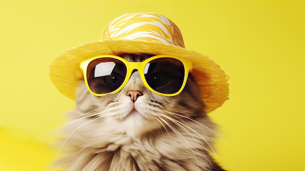 gato con gafas de sol y sombrero