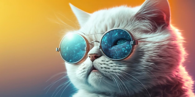 gato con gafas de sol de verano, fondo de verano