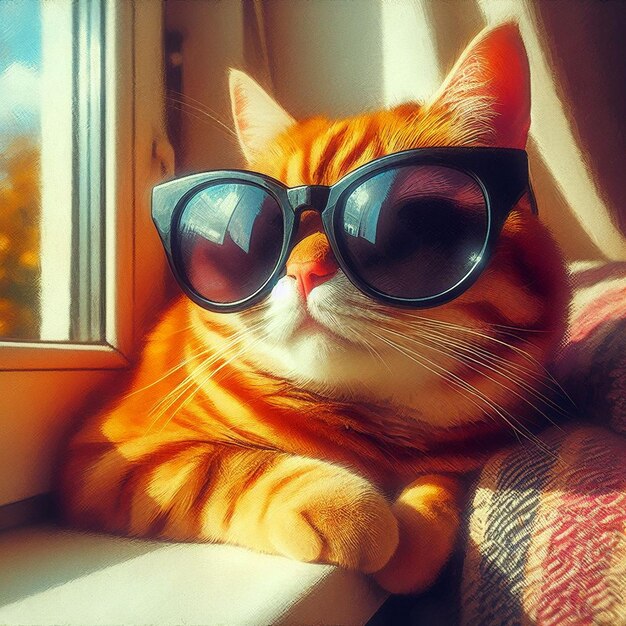 Foto un gato con gafas de sol