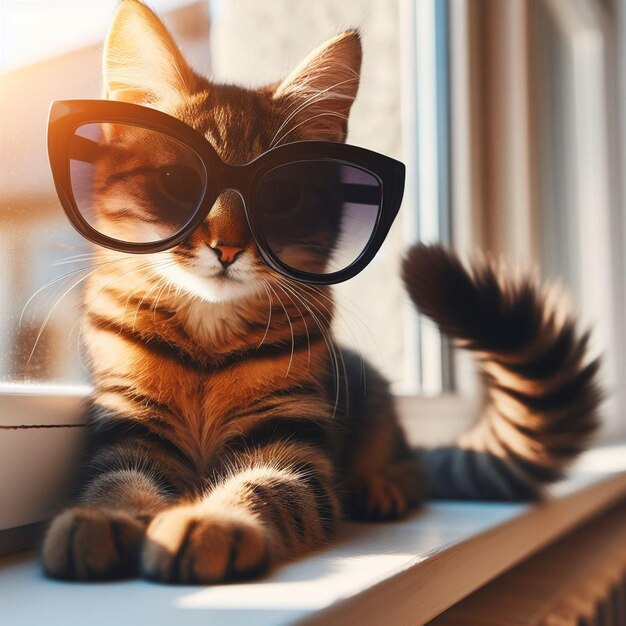 Un gato con gafas de sol