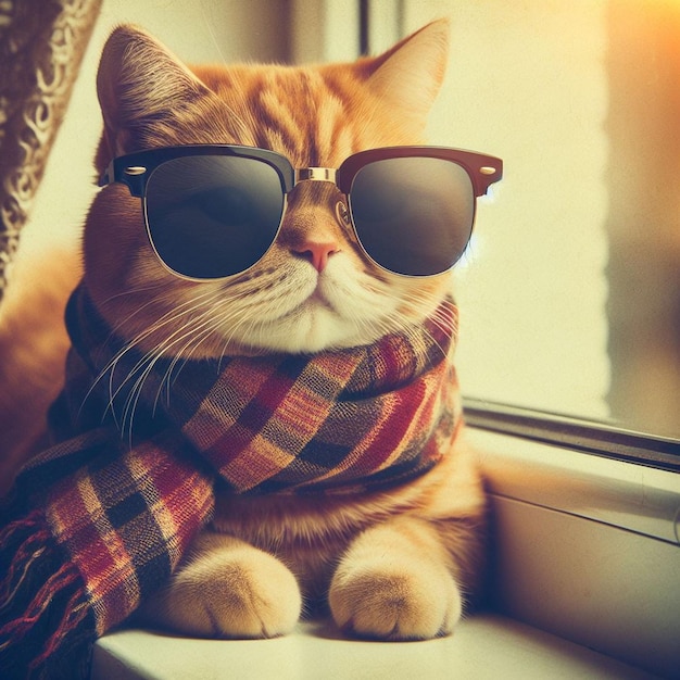 Foto un gato con gafas de sol