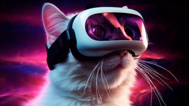 Gato con gafas VR en el espacio