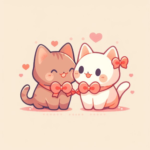 Foto gato gemelo con el día de san valentín