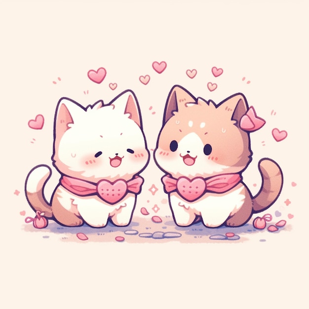 gato gêmeo bonito com valentine