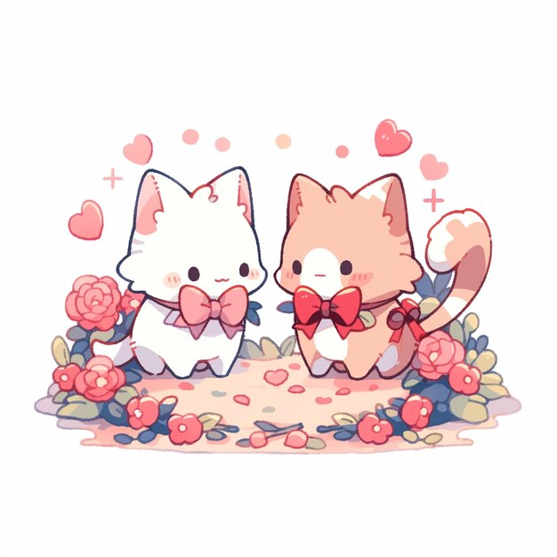 gato gêmeo bonito com valentine