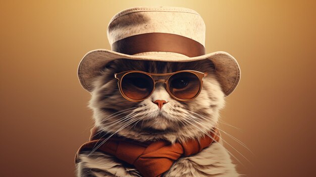 Gato genial con gafas de sol y sombrero papel tapiz de gato anuncio de gato