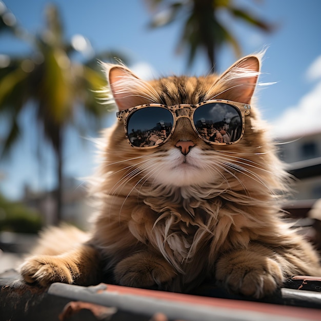 Gato genial con gafas de sol