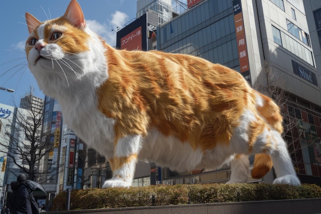 Gato gigante em 3D em Shinjuku, Tóquio, Japão