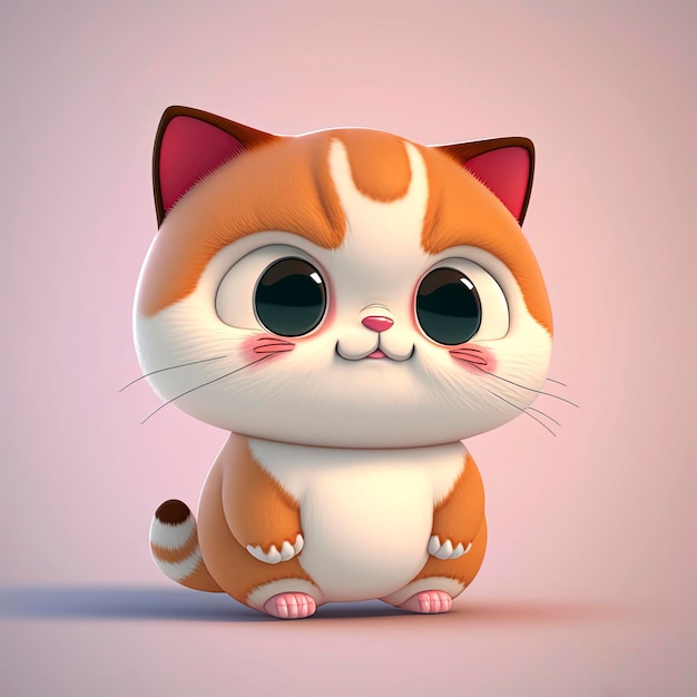 gato gordinho chibi renderização 3d