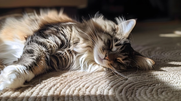 Gato gordo descansando al sol