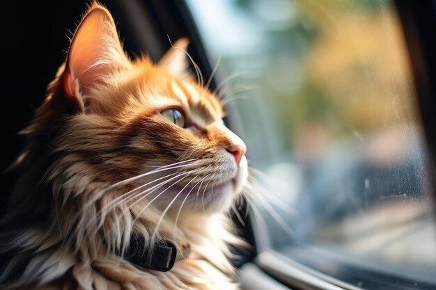 Gato gracioso conduce un coche de juguete en la ciudad por AI generativa