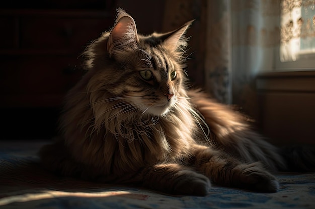 Gato gracioso descansando em ambiente aconchegante generativo IA