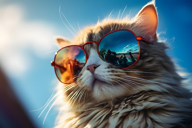 Gato gracioso con gafas de sol