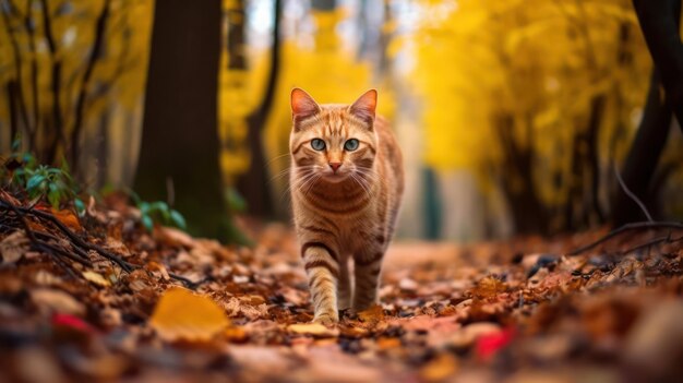 gato gris en el bosque