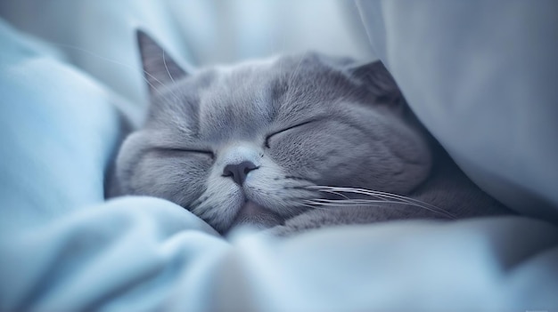 Un gato gris con hermosos ojos sobre un fondo blanco Generativo ai