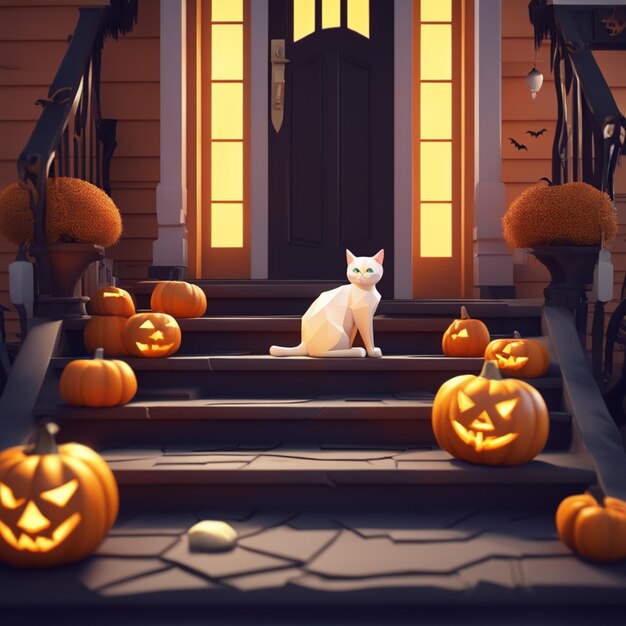 Foto gato halloween um felino fofo no esplendor do outono