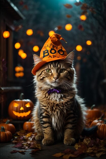 El gato en Halloween.